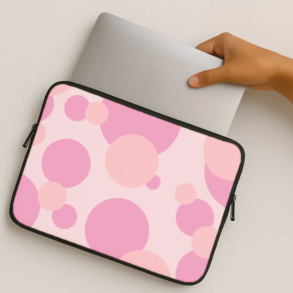 Durable Finish Layer Pink Bubble Pattern  Laptop Sleeve
