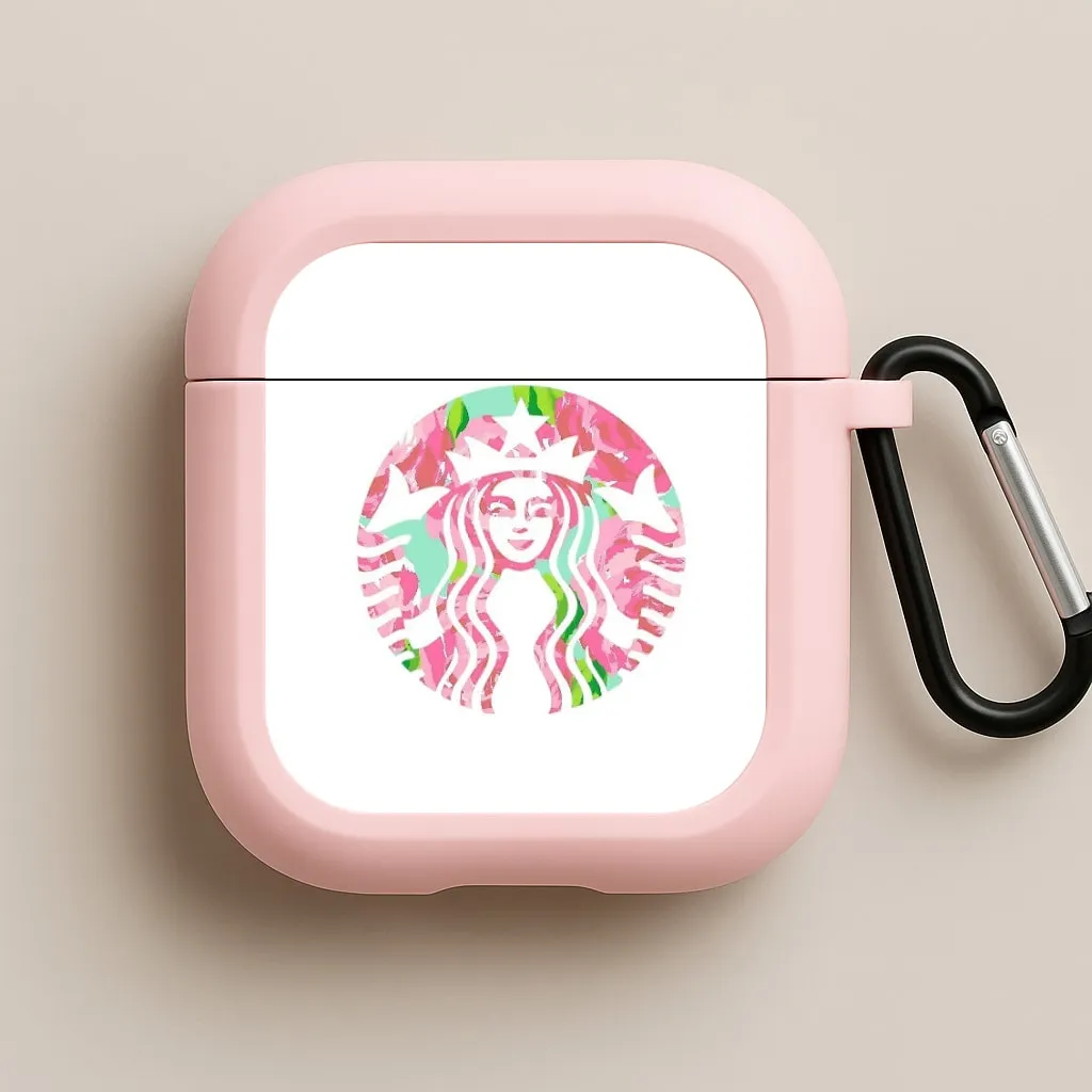 Pink Coffee Logo AirPods Case Fashion Daily Holder