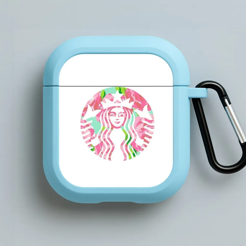 compact magnetic closure case Trendy Compact Storage Pink Coffee Logo AirPods Case