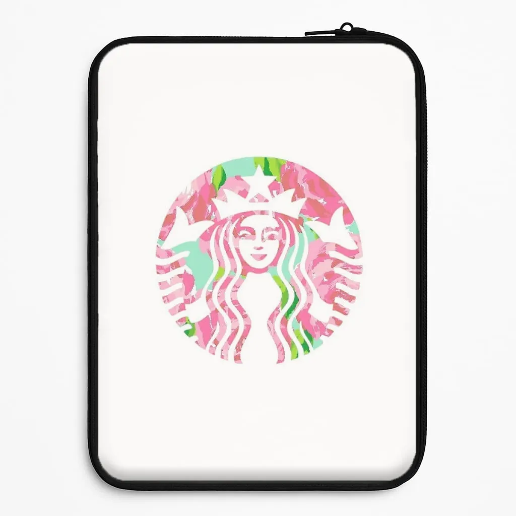 Tactile Feel Pink Coffee Logo Laptop Sleeve
