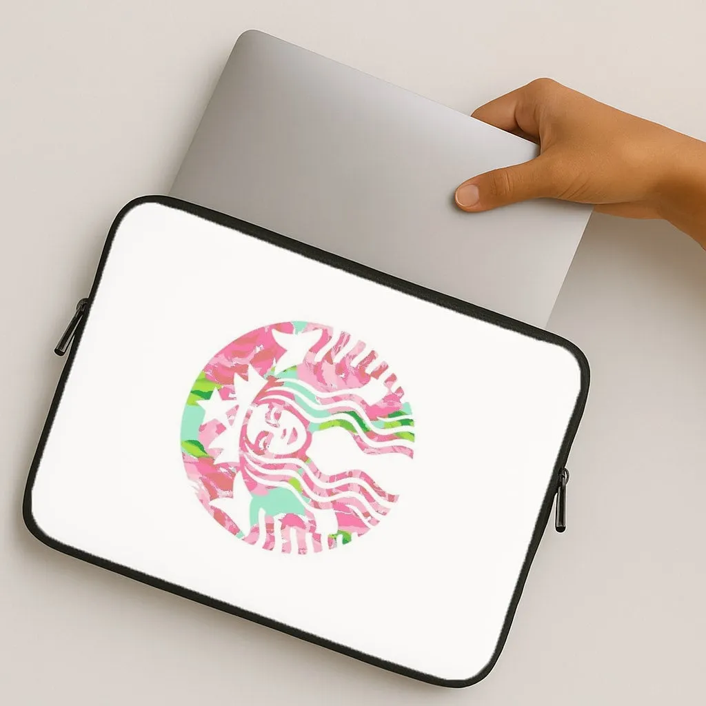 Pink Coffee Logo Laptop Sleeve Easy Grip