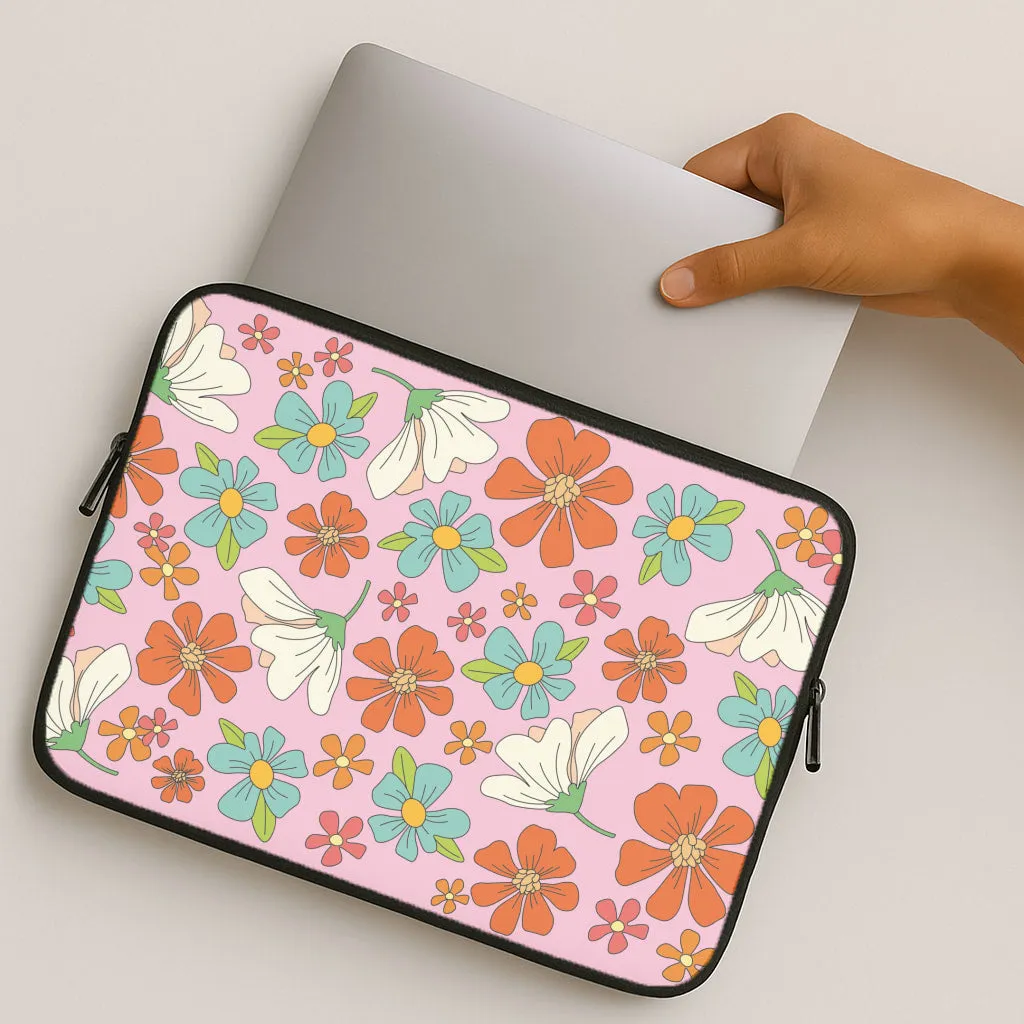 Pink Flower Pattern - Mothers Day Laptop Sleeve Flexible Material