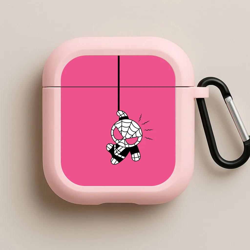 Portable Tech Holder Pink Hanging Spider Hero  AirPods Case