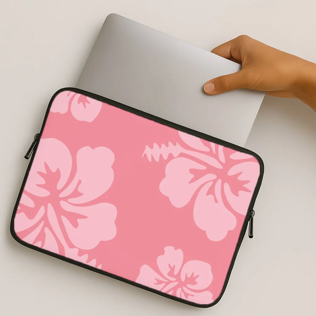 Pink Hawaiian Flowers Pattern Laptop Sleeve Impact Guard Everyday Accessory