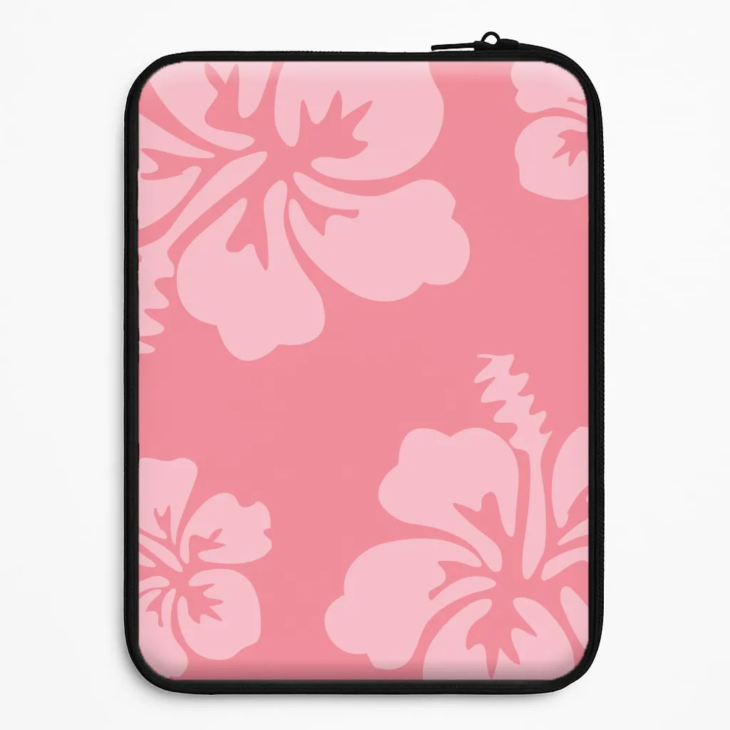 Compact Look Pink Hawaiian Flowers Pattern Laptop Sleeve