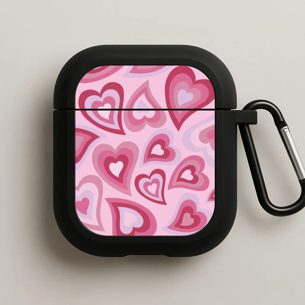 Pink Hearts - Trippy Patterns AirPods Case minimal protective shell
