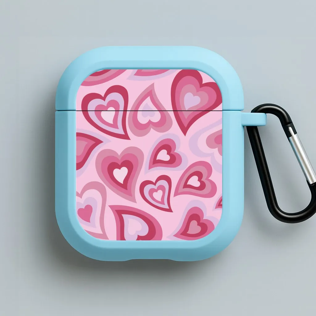 Pink Hearts - Trippy Patterns AirPods Case Tech Gadget Protector