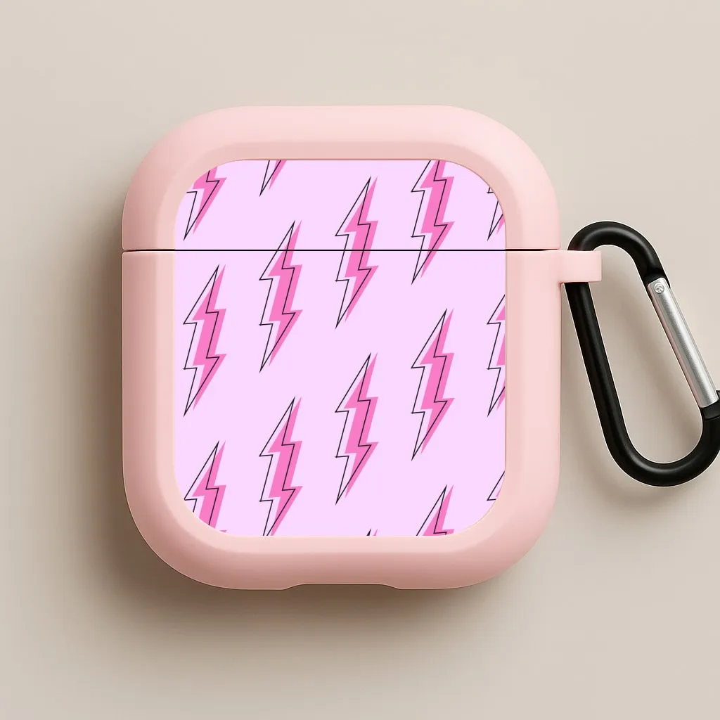 airpods case for active users Universal Silicone Holder Pink Lightning - Eighties AirPods Case