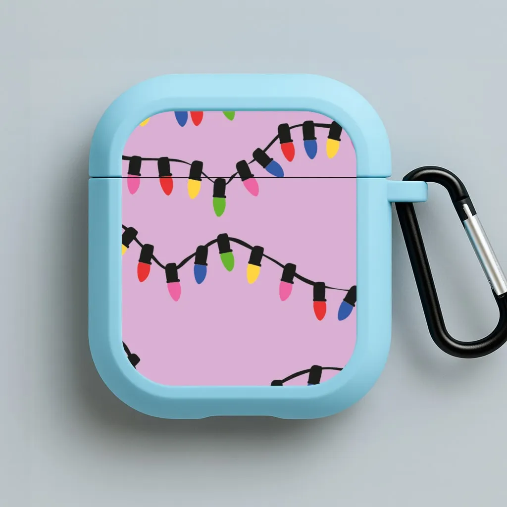 Fashion Travel Holder shock absorbent airpods protector Pink Lights - Christmas Patterns AirPods Case