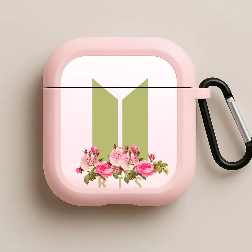 compact lightweight pastel leather protector Pink Ombre K-Pop Band Logo AirPods Case