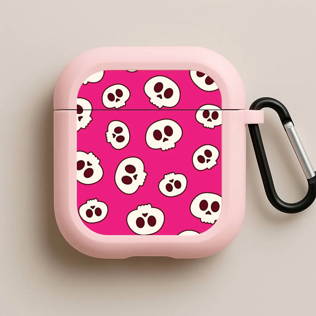everyday minimalist protection custom name airpods case Pink Skulls Pattern AirPods Case