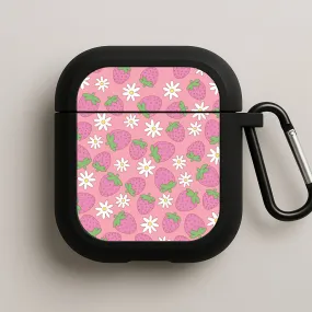 Pink Strawberries - Spring Patterns AirPods Case Portable Device Case Modern Protective Case
