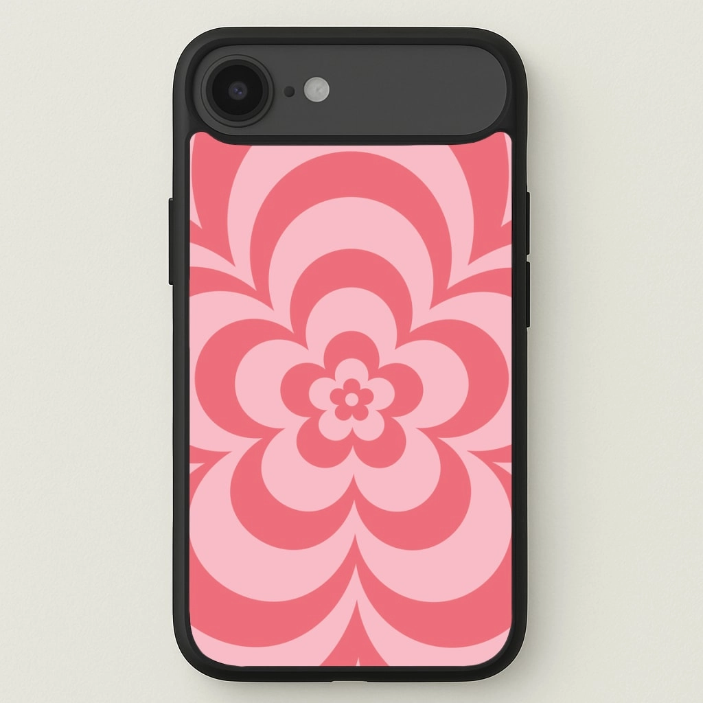 Pink Abstract Flower Pattern Phone Case Protective Edge Rugged Outline
