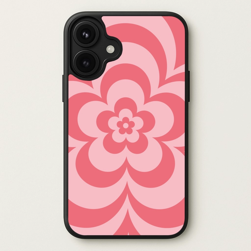 Soft Surface Layer Pink Abstract Flower Pattern Phone Case