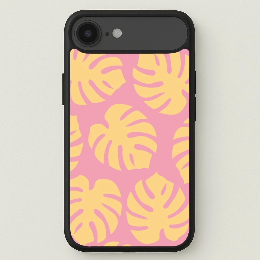 Smooth Form Compact Look Pink And Yellow Summer Leaves Pattern Phone Case
