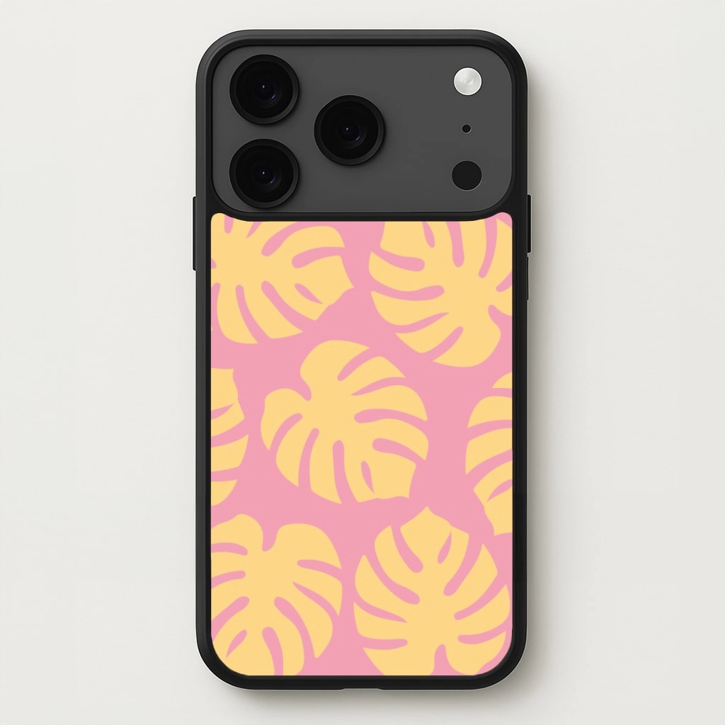 Classic Style Pink And Yellow Summer Leaves Pattern Phone Case
