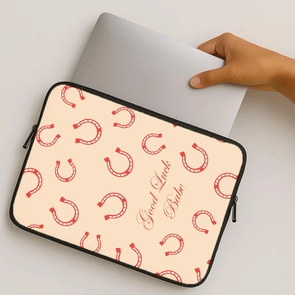 Good Luck Babe Horseshoe Laptop Sleeve Vivid Pattern Design
