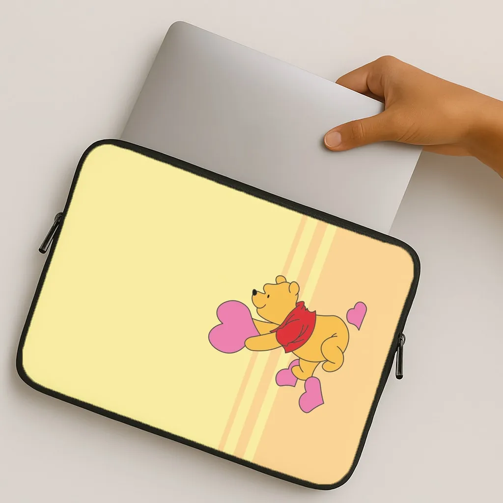 Scratch Resistant Pooh Love Heart Balloons Valentine's Laptop Sleeve