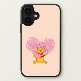 Pooh Heart Drawing Valentine's Phone Case Strong Corners Vivid Finish