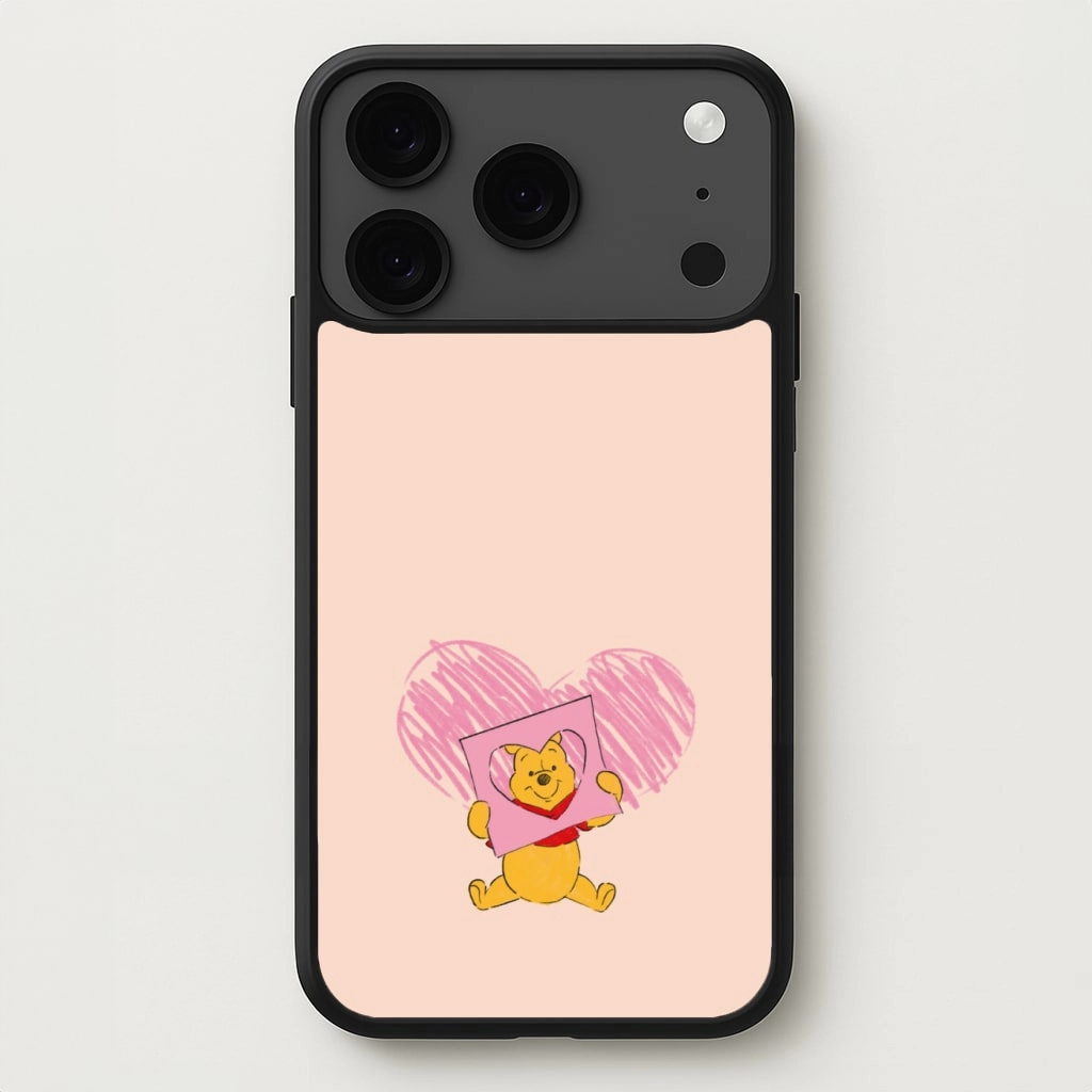 Casual Texture Pooh Heart Drawing Valentine's Phone Case
