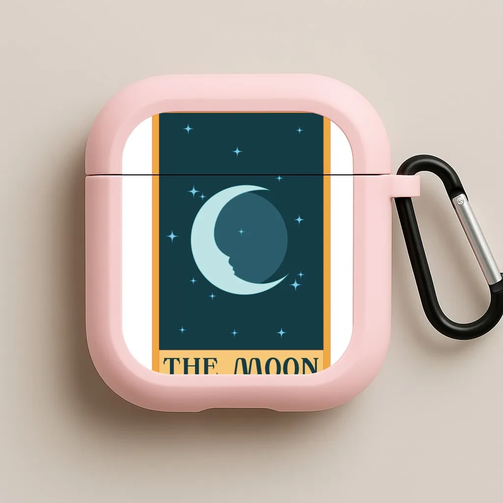 for music lovers portable soft gradient travel protector The Moon - Tarot Cards AirPods Case