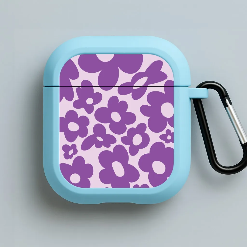 eco friendly ergonomic airpods cover Purple Flowers - Trippy Patterns AirPods Case
