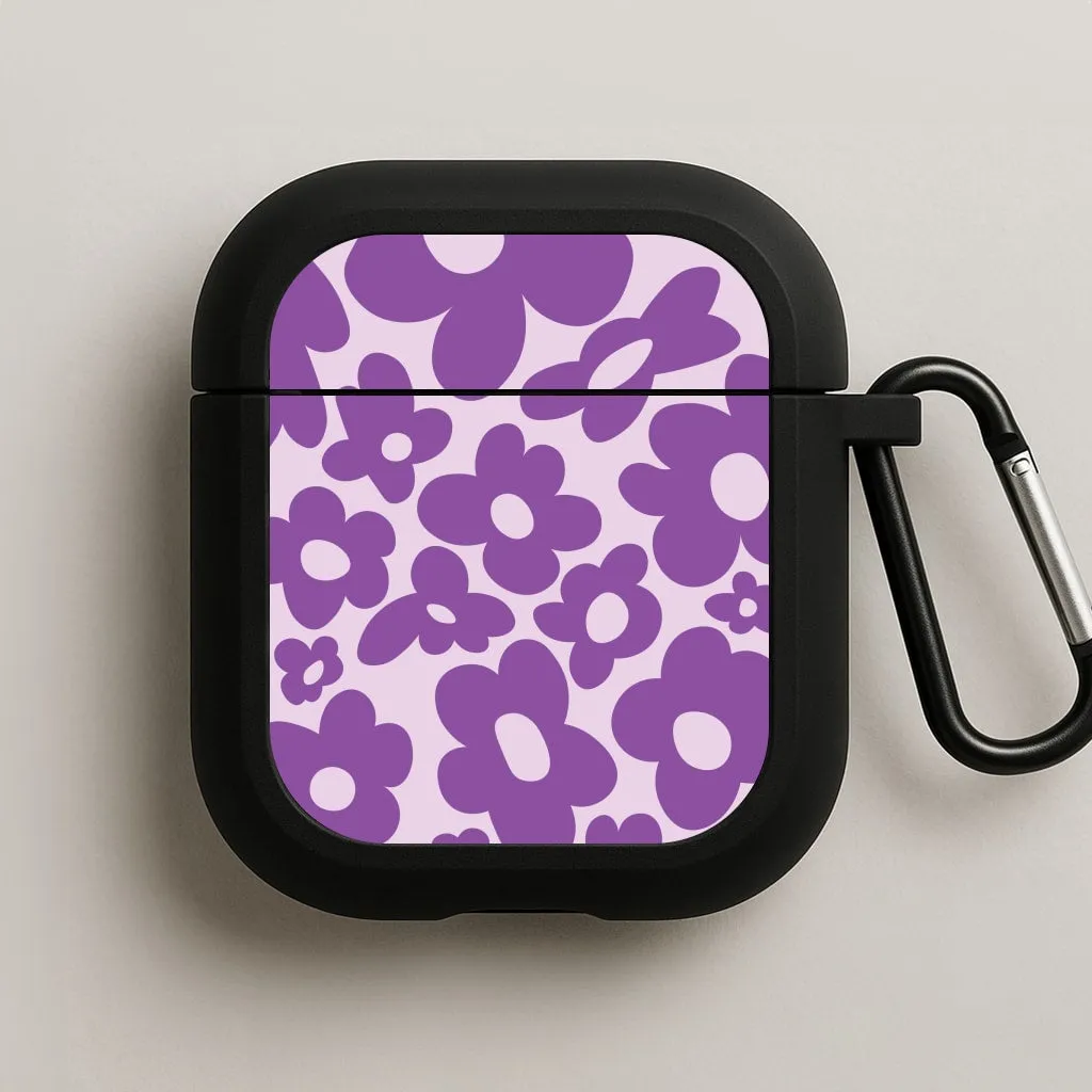 airpods case for music lovers Purple Flowers - Trippy Patterns AirPods Case