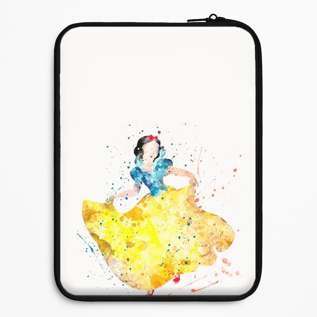 Watercolour Snow White Fairytale Laptop Sleeve Elegant Detail Glossy surface