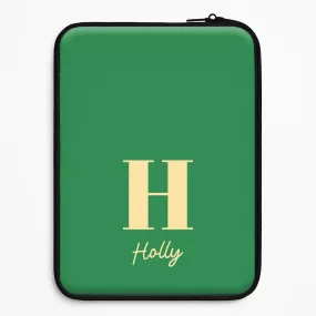Shock Proof Durable Detail Dark Green Personalised Name Laptop Sleeve