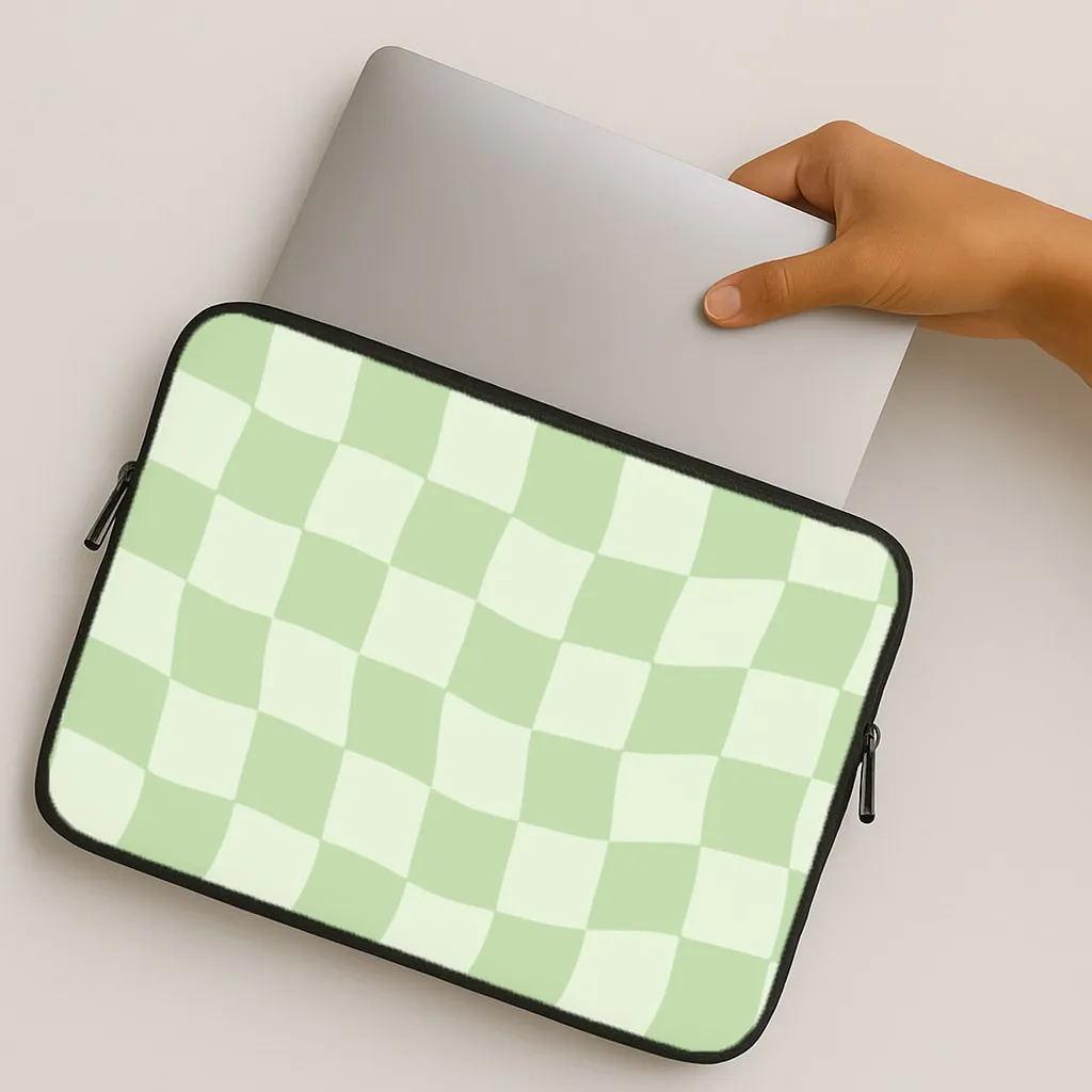 Refined Craftsmanship Durable Form Green Checkers Laptop Sleeve