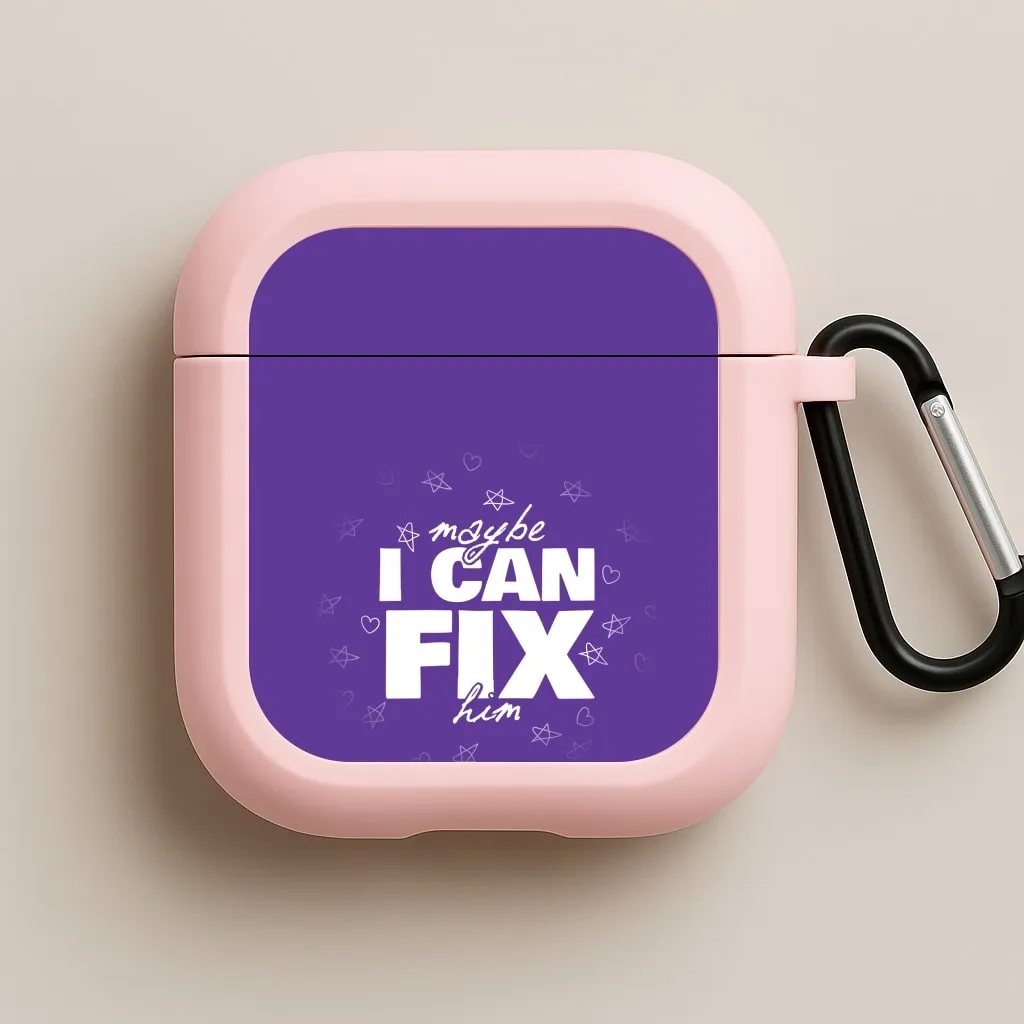 Maybe I Can Fix Him Purple AirPods Case Minimalist Rubber Cover