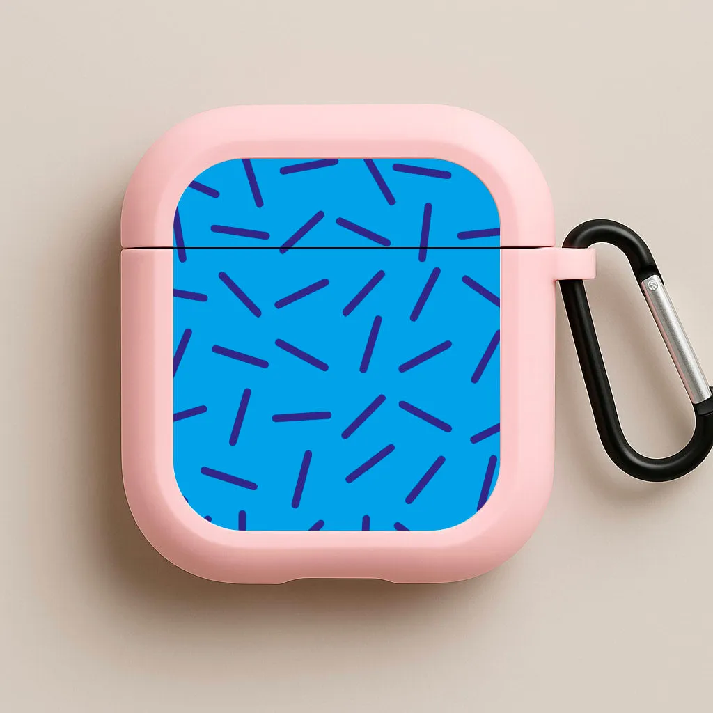 Blue Line Pattern - Eighties AirPods Case eco friendly wireless protector lightweight neon gradient leather airpods protector