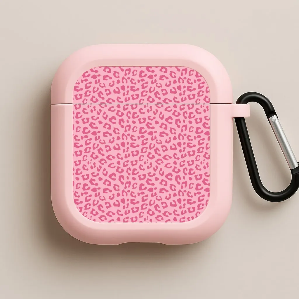 Pink Cheetah - Animal Patterns AirPods Case Modern Carry Clip Portable Rubber Holder