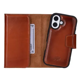 Urban Design Tudor Tri-Fold Leather Wallet Case ?C iPhone 16, Burnished Tan