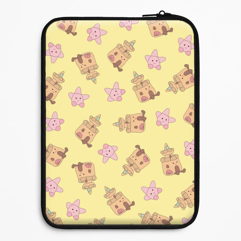 Sandcastles And Stars Pattern Laptop Sleeve Colorful Accent Subtle design