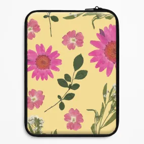 Pressed Plants Yellow Laptop Sleeve Artistic Print Comfort grip design