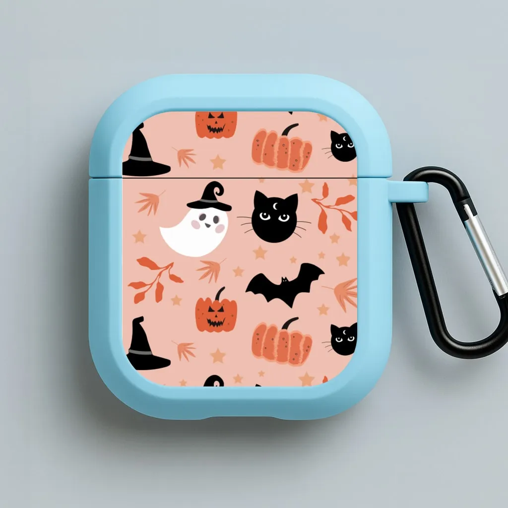 durable magnetic clip airpods case Pretty Pink Halloween Pattern AirPods Case