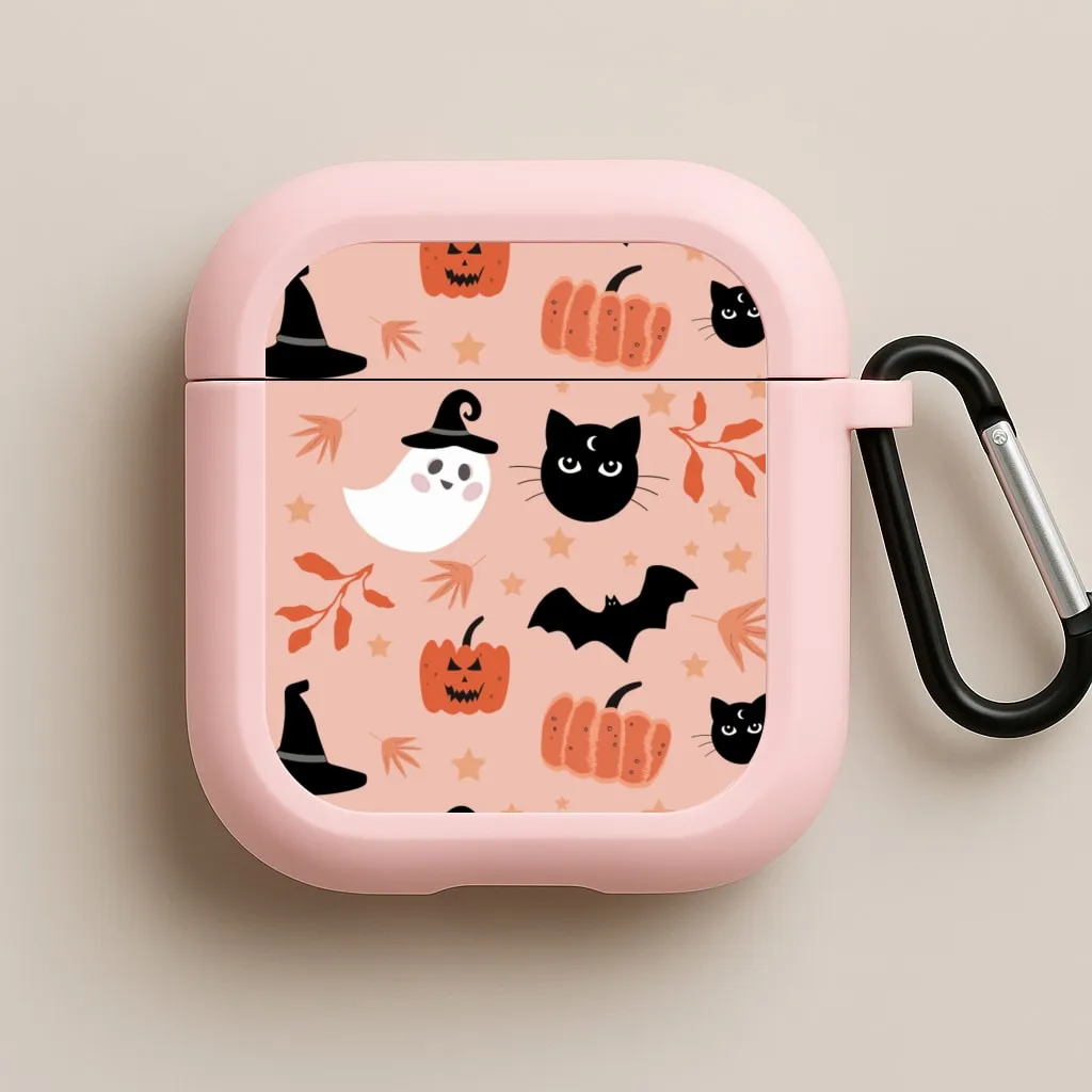 fashion lightweight portable silicone protector luxury handmade airpods cover Pretty Pink Halloween Pattern AirPods Case