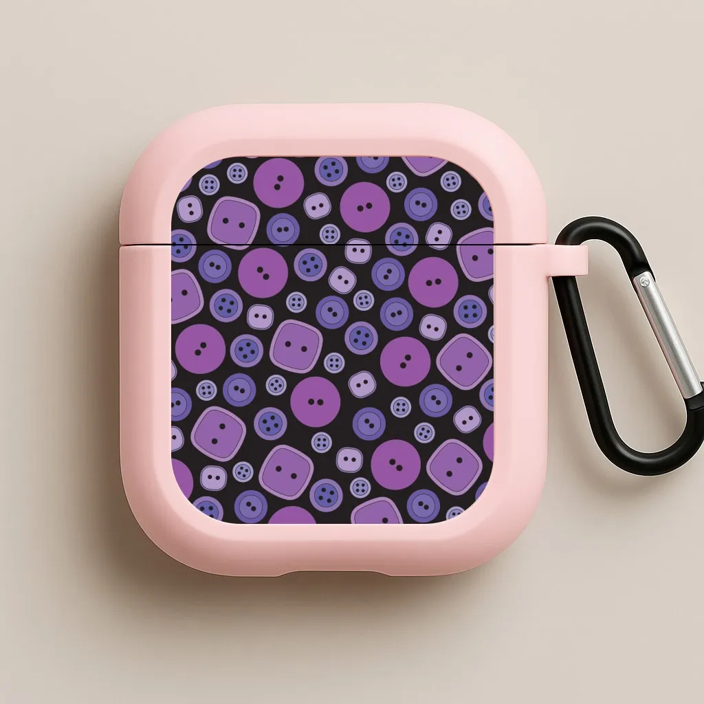 Button Pattern AirPods Case soft pastel airpods shell Sleek Rubber Finish