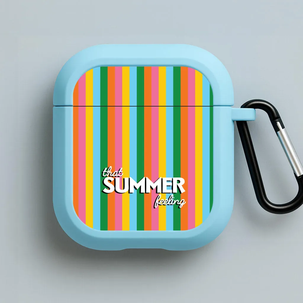 That Summer Feeling Stripes AirPods Case Simple Silicone Cover portable ergonomic neon handmade travel silicone airpods protector