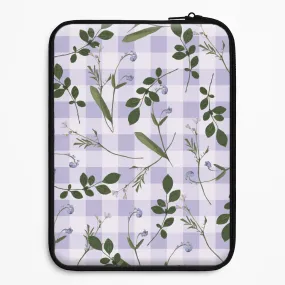 Checkered Pressed Flowers Pattern Laptop Sleeve Premium Surface