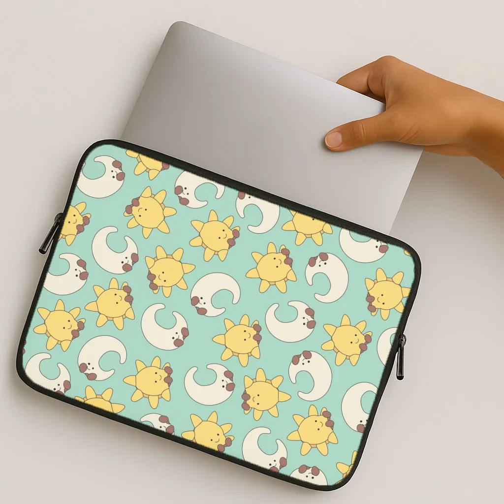 Stars And Moon Pattern - Plushy Laptop Sleeve Soft Finish Layer