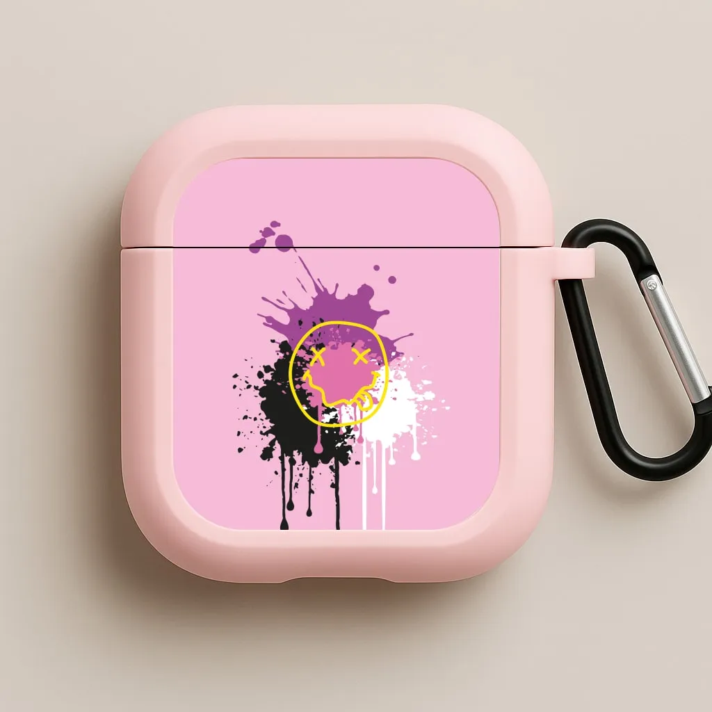 Smooth Soft Finish Minimalist Audio Case Pink Graffiti - Skate Aesthetic  AirPods Case