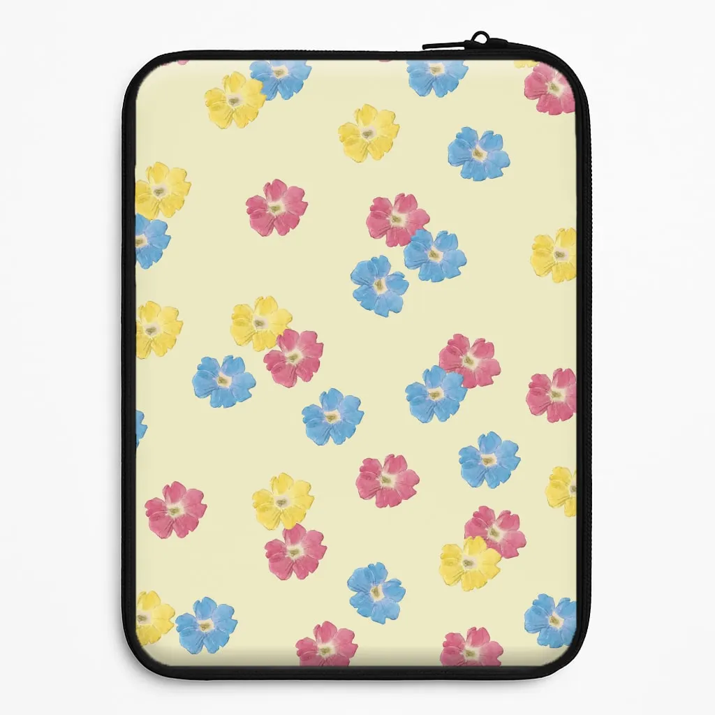 Pastel Pressed Flowers Pattern Laptop Sleeve Stylish Grip Texture Premium Detail Finish