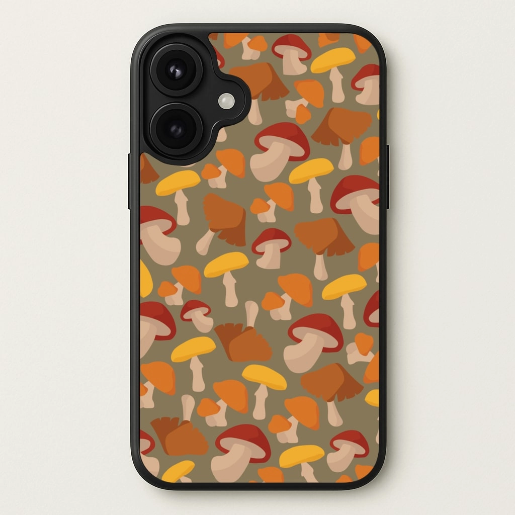 Soft Finish Hybrid Edge Finish Mushroom Pattern - Autumn Phone Case