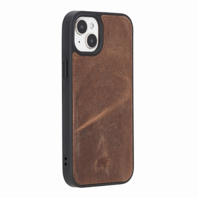 Modern York MagSafe Leather Case ?C iPhone 15 Plus, Distressed Coffee Minimal Touch Strong Surface