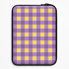 Purple And Yellow Checkered Pattern Laptop Sleeve Everyday Function Smooth Form