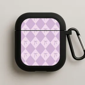 Fashion Smooth Organizer Purple Argyle Coquette Pattern AirPods Case