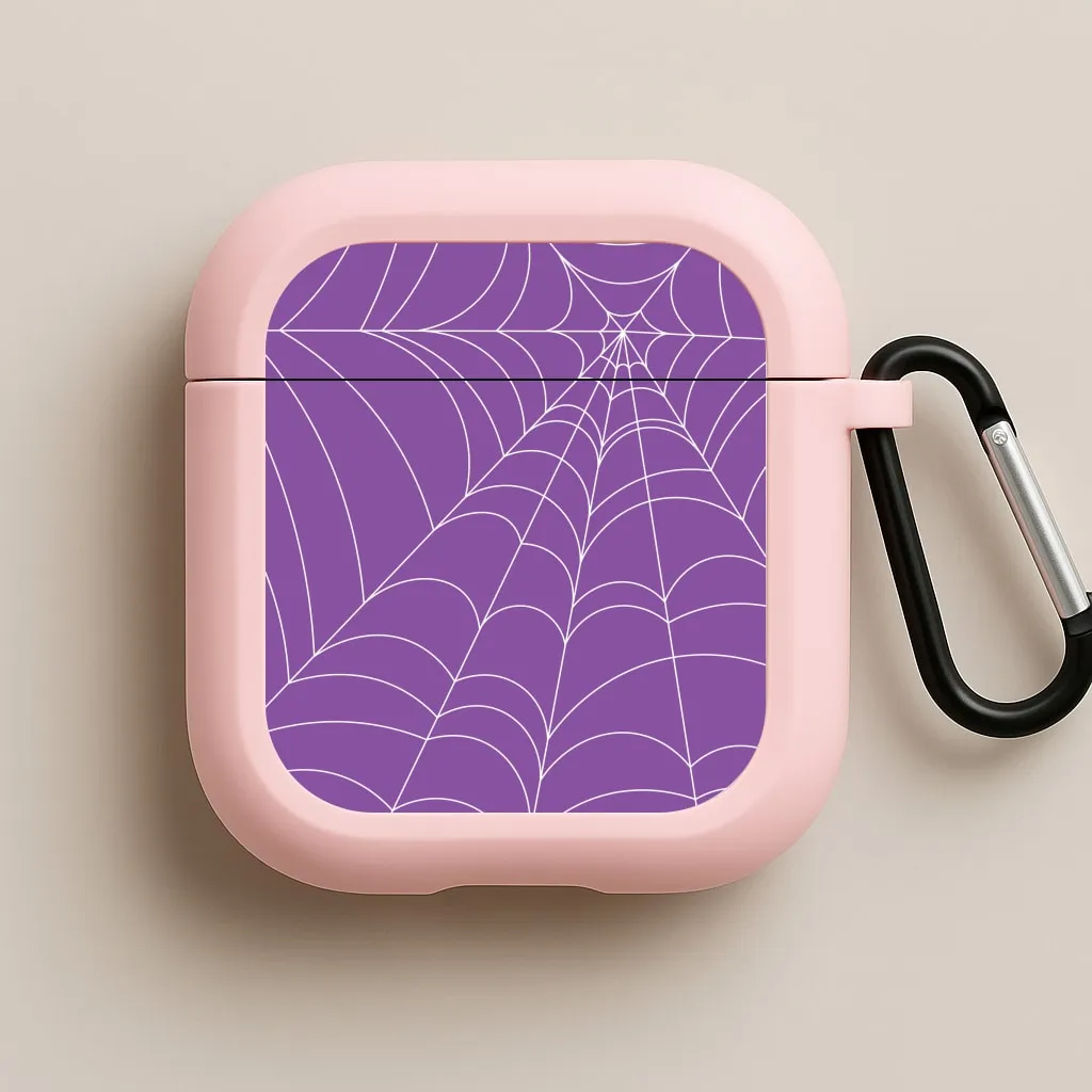 Durable Smooth Finish Purple Cobweb Pattern AirPods Case
