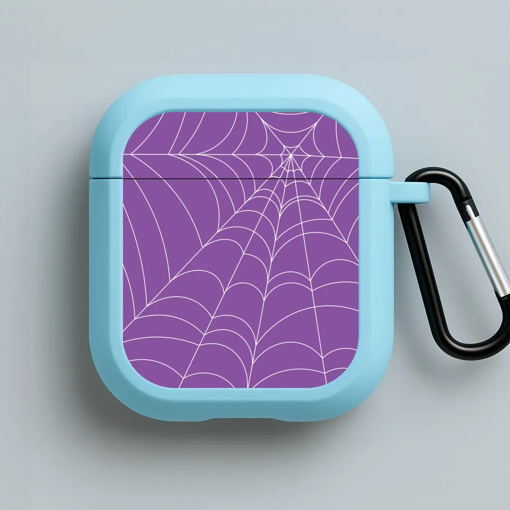 Purple Cobweb Pattern AirPods Case Modern Design Protector